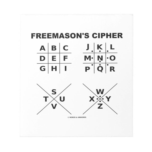 Freemason's Cipher (kryptografi) Anteckningsblock (Framsida)