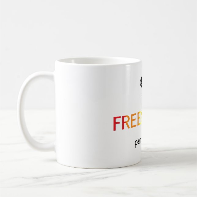 Freenbecky logotyp regnbåge färg kaffemugg (Vänster)