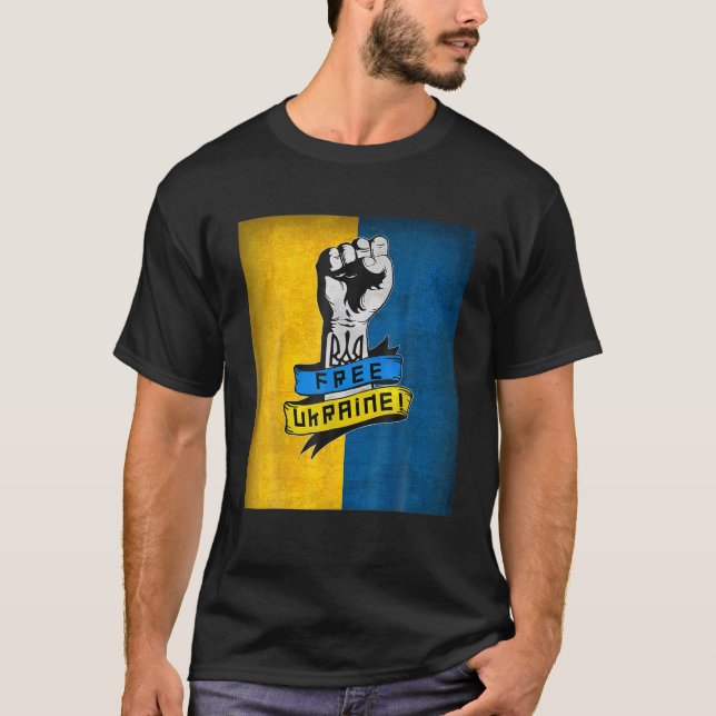 Freenukraine jag står på Ukrainas sida T Shirt (Framsida)