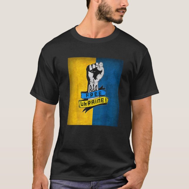Freenukraine jag står på Ukrainas sida T Shirt (Framsida)