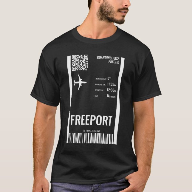 Freeport Bahamas Boarding Pass Airline Ticket Trav T Shirt (Framsida)