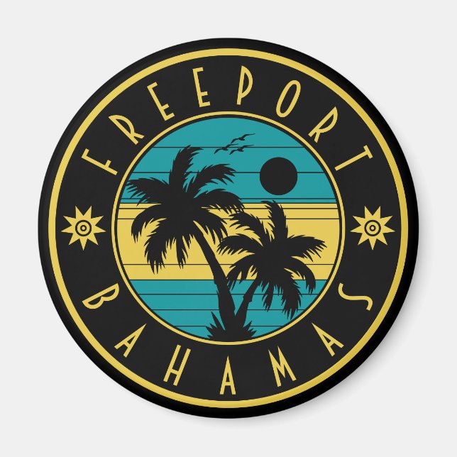 Freeport Bahamas-öarna Retro Handflatan Träd Souve Magnet (Framsidan)