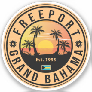 Freeport Bahamas Retro Sunset Souvenirs 60-talet Klistermärken