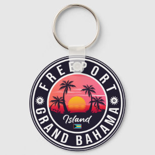 Freeport Bahamas Retro Sunset Souvenirs 60-talet Nyckelring