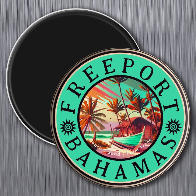 Freeport Bahamas Retro Sunset Travel Souvenir 1950 Magnet (Skapare uppladdad)