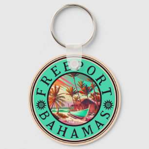 Freeport Bahamas Retro Sunset Travel Souvenir 50-t Nyckelring