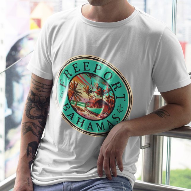 Freeport Bahamas Sunset Travel Souvenir 1950-talet T Shirt (Skapare uppladdad)