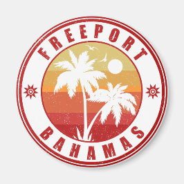 Freeport Bahamas Vintage Handflatan Träd 80-talet  Magnet