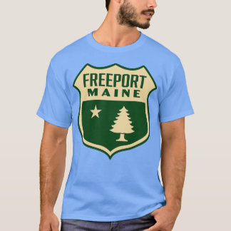 Freeport Maine Retro Gräs Träd Shield Tan T Shirt