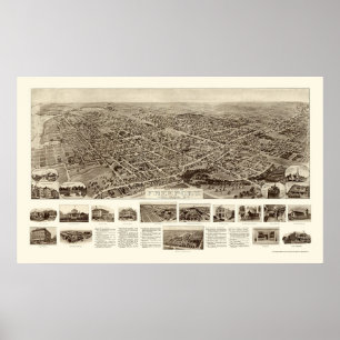 Freeport, NY Panoramic Karta - 1909 Poster
