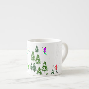 Freeride Alpine Skiers hoppas över Illustration P Espressomugg