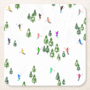 Freeride Alpine Skiers hoppas över Illustration P Underlägg Papper Kvadrat