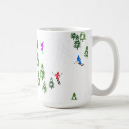 Freeride Alpine Skiers hoppas över Illustration Pa Kaffemugg
