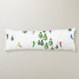 Freeride Alpine Skiers hoppas över Illustration Pa Kroppskudde