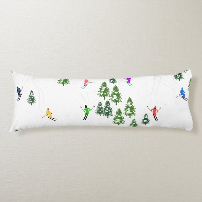 Freeride Alpine Skiers hoppas över Illustration Pa Kroppskudde (Framsidan)