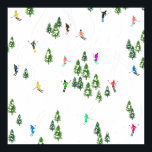 Freeride Alpine Skiers hoppas över Illustration Pa Poster<br><div class="desc">Coolans vinterdesign med mönster-skidor där skidbackarna i alpina skidorter ligger mellan snö täckta fir träd i alpernor. Freeride-skidåkarna har färglös vintage retro ski kostym och skidar nedför med skidor på en vit snöskum i bergslandskapet. En underbar vintersportgåva till en skidåkare i din vänkrets, medarbetare eller familj... roligt.. Bildschemat för visuella...</div>