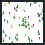 Freeride Alpine Skiers hoppas över Illustration Pa Poster<br><div class="desc">Coolans vinterdesign med mönster-skidor där skidbackarna i alpina skidorter ligger mellan snö täckta fir träd i alpernor. Freeride-skidåkarna har färglös vintage retro ski kostym och skidar nedför med skidor på en vit snöskum i bergslandskapet. En underbar vintersportgåva till en skidåkare i din vänkrets, medarbetare eller familj... roligt.. Bildschemat för visuella...</div>