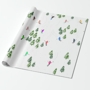 Freeride Alpine Skiers hoppas över Illustration Pa Presentpapper