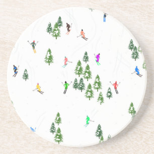 Freeride Alpine Skiers hoppas över Illustration Pa Underlägg