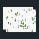 Freeride Alpine Skiers hoppas över Illustration Pa Vykort<br><div class="desc">Coolans vinterdesign med mönster-skidor där skidbackarna i alpina skidorter ligger mellan snö täckta fir träd i alpernor. Freeride-skidåkarna har färglös vintage retro ski kostym och skidar nedför med skidor på en vit snöskum i bergslandskapet. En underbar vintersportgåva till en skidåkare i din vänkrets, medarbetare eller familj... roligt.. Bildschemat för visuella...</div>