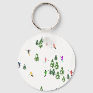 Freeride Alpine Skiers Skiing illustration Ski Nyckelring