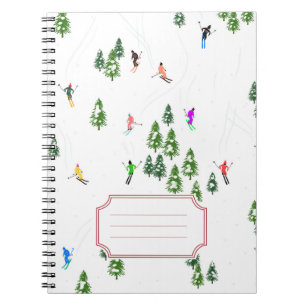 Freeride Alpine Skiers Skiing Namn Sticker Anteckningsbok
