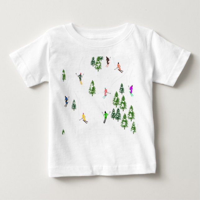 Freeride Alpine Skiers Skiing Ski Skis Art T Shirt (Framsida)