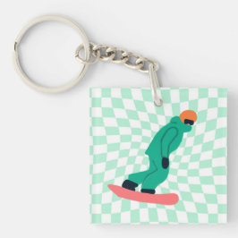 Freeride Snowboarder i Grönt Kostym