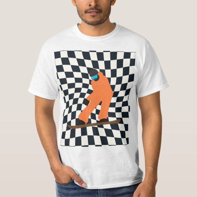 Freeride Snowboarder i Orange Kostym T Shirt (Framsida)