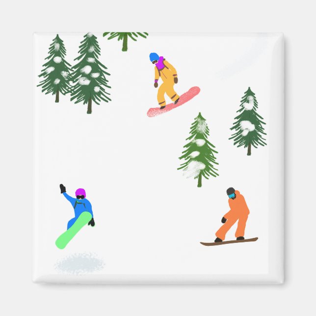 Freeride Snowboarder Snowboarder Magnet (Framsidan)