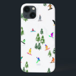 Freeride Snowboarder Snowboarding Illustration<br><div class="desc">Coola vismliknande illustration av färgstarka snödränder,  snöbäddning nedför berg mellan gräs,  grisen,  träd på färskt snö-pulver. Snowboard och julafton utomhussport i en vinterskog. Snowboarder-gåvor. Snowboarding-juldekoration.</div>