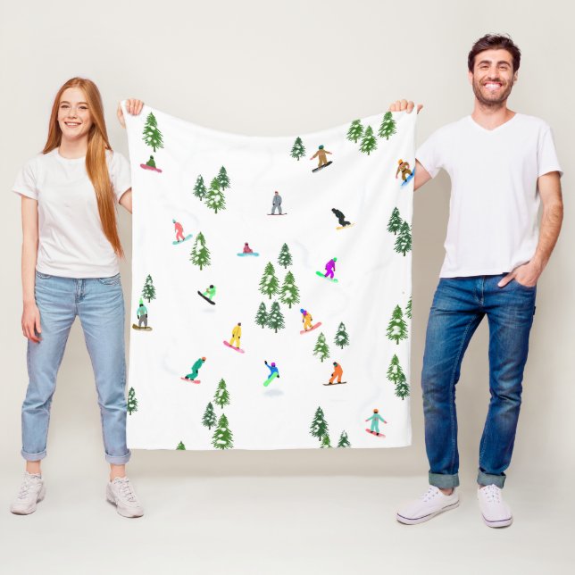 Freeride Snowboarder Snowboarding Illustration Fleecefilt (På plats)