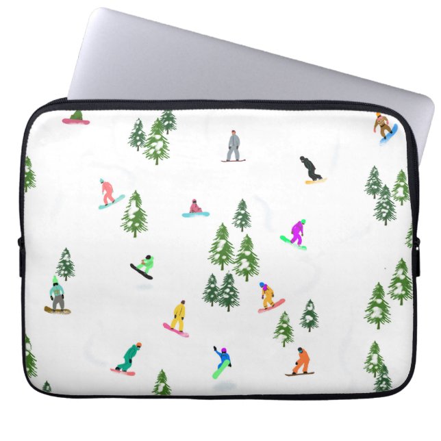 Freeride Snowboarder Snowboarding Illustration Laptop Fodral (Framsidan)