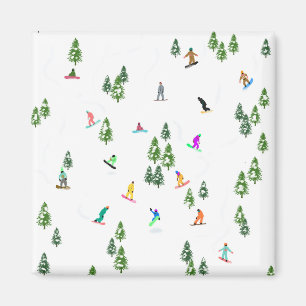 Freeride Snowboarder Snowboarding Illustration Magnet
