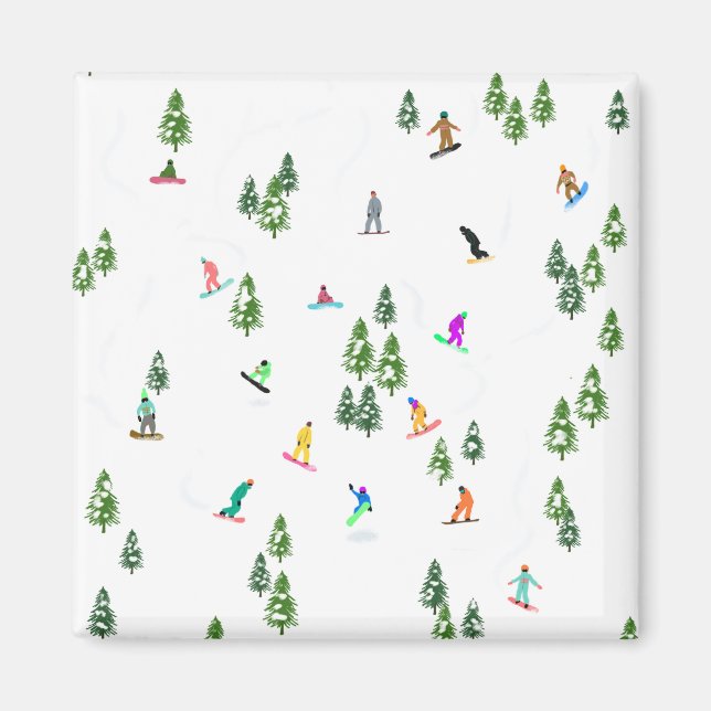 Freeride Snowboarder Snowboarding Illustration Magnet (Framsidan)