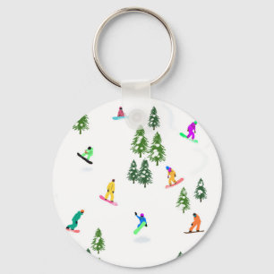 Freeride Snowboarder Snowboarding Illustration Nyckelring
