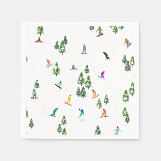 Freeride Snowboarder Snowboarding Illustration Pappersservett (Framsidan)