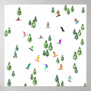 Freeride Snowboarder Snowboarding Illustration Poster