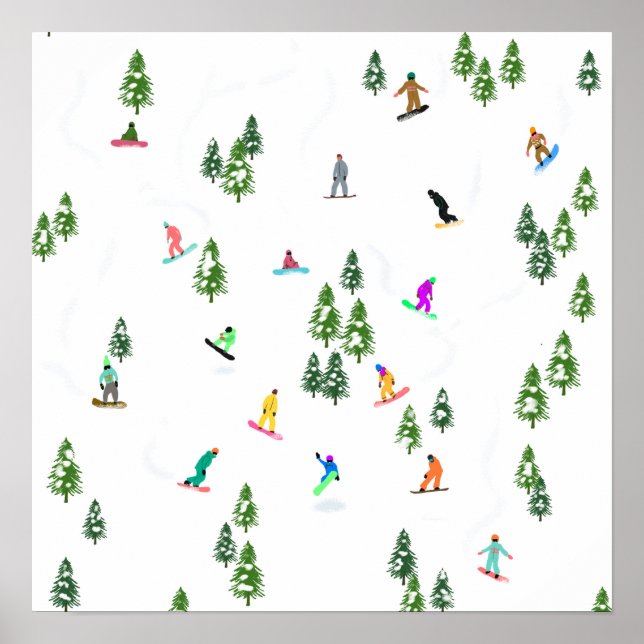 Freeride Snowboarder Snowboarding Illustration Poster (Framsidan)