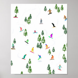 Freeride Snowboarder Snowboarding Illustration Poster