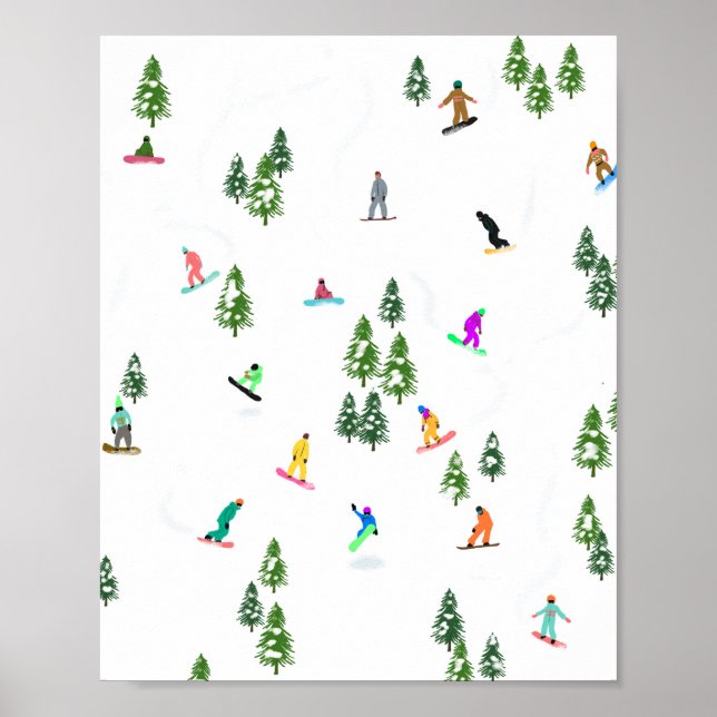 Freeride Snowboarder Snowboarding Illustration Poster (Framsidan)