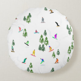 Freeride Snowboarder Snowboarding Illustration Rund Kudde