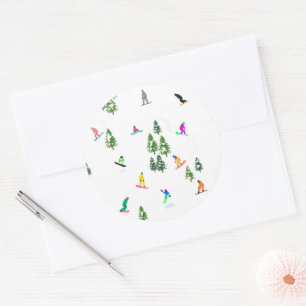 Freeride Snowboarder Snowboarding Illustration Runt Klistermärke