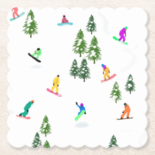 Freeride Snowboarder Snowboarding Illustration Underlägg Papper (Framsida)