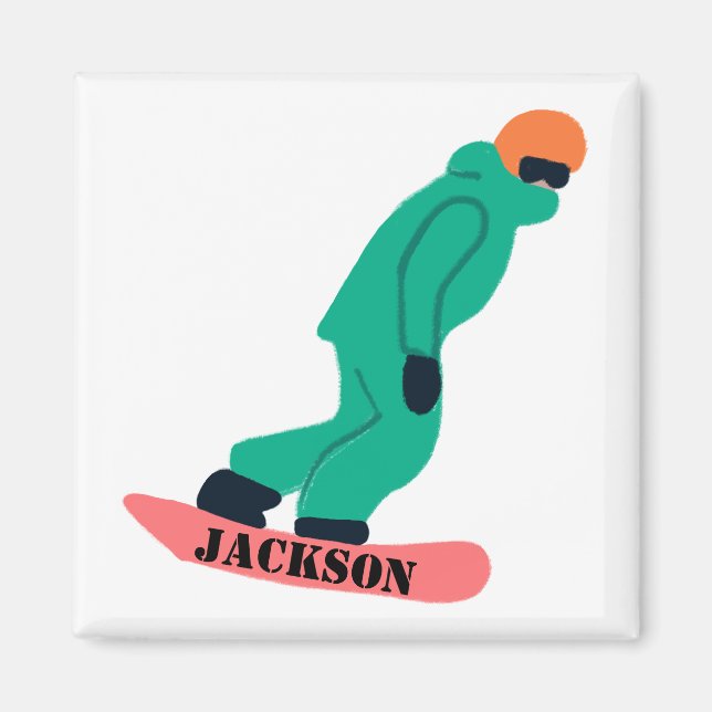 Freeride Snowboarder Snowboarding Stencil Magnet (Framsidan)
