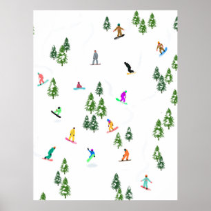 Freeride Snowboarders Snowboarding Winter Poster