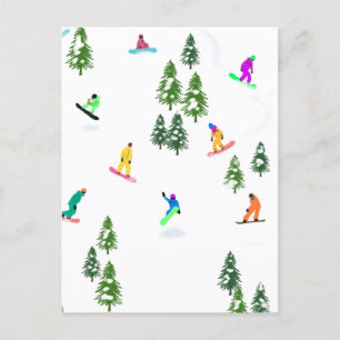 Freeride Snowboarders Snowboarding Winter Vykort