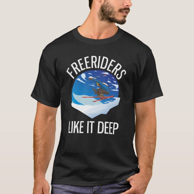Freeriding Alpine Skiing Freeriders som det djupt T Shirt (Framsida)