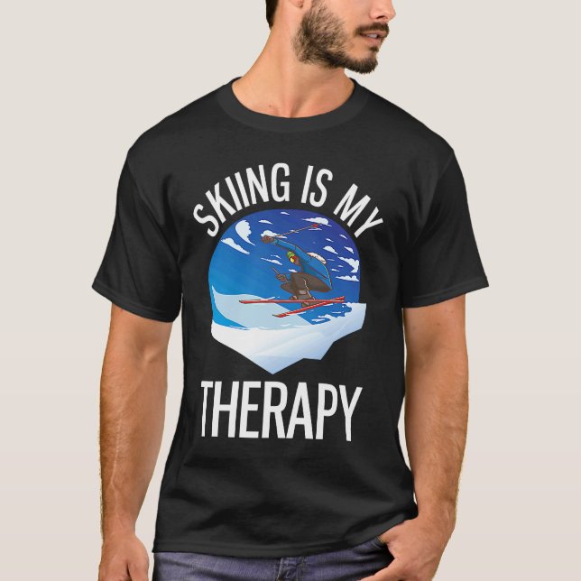 Freeriding  Alpine Skiing Is My Therapy T Shirt (Framsida)