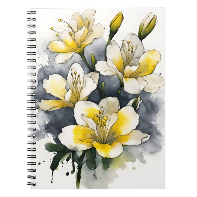 Freesia - Akvarellblommor Anteckningsbok (Framsidan)